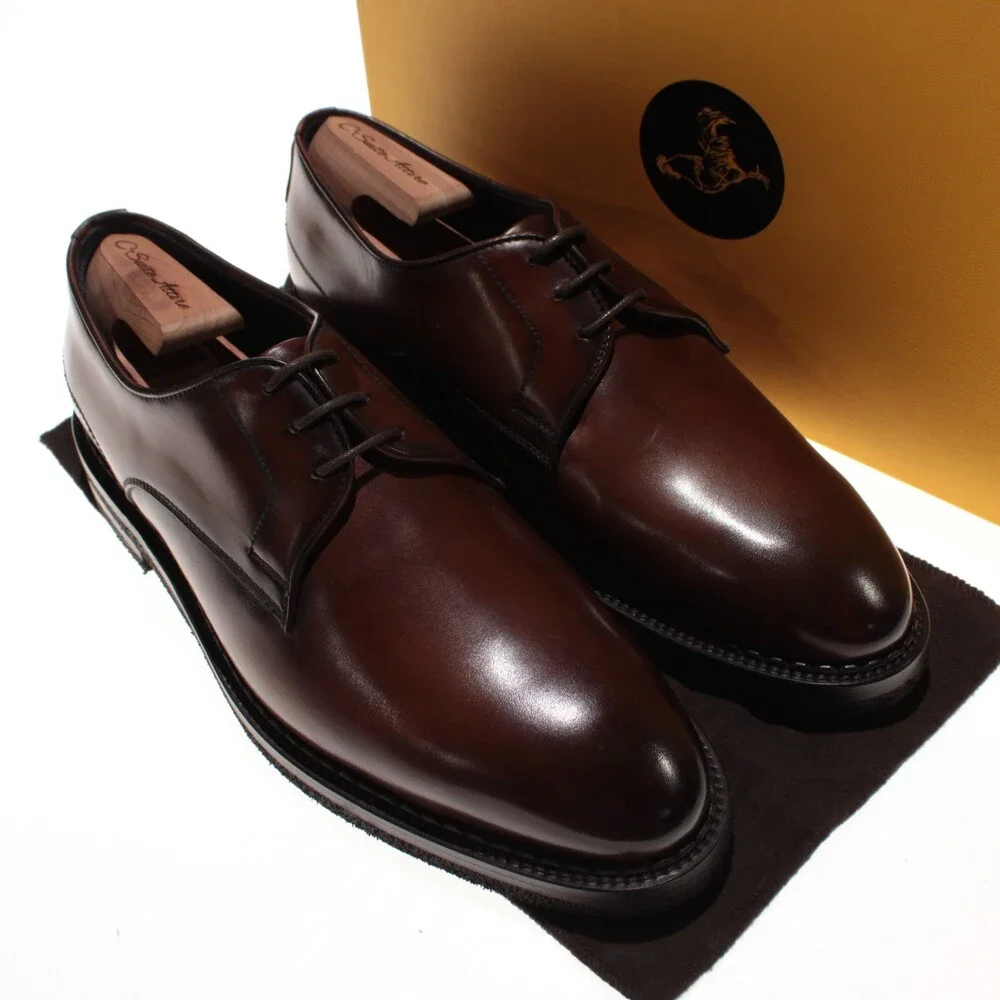 Di Bianco NWD Lace Up Derby Dress Shoes Size 9 US in Brown Leather Made in Italy